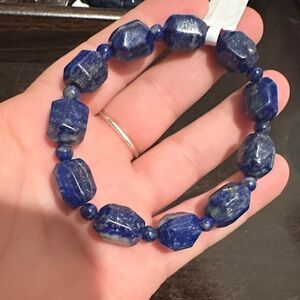 Lapizlazuli Natural stone Beaded Stretch Bracelet - Natural Lapis-Style Stones